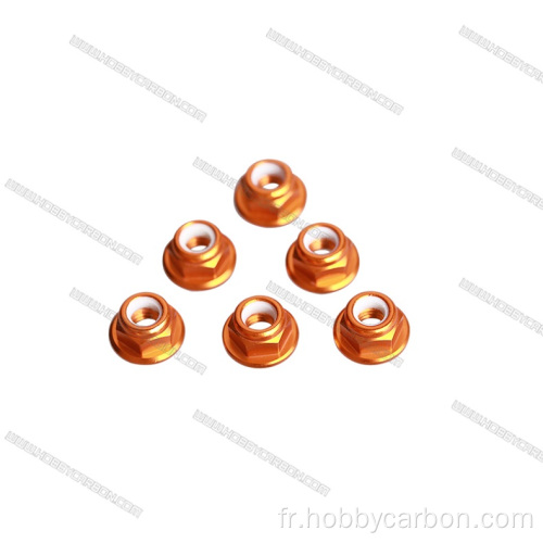 Noix de nylon personnalisée Aluminium 7075 Nut Orange